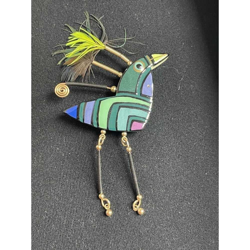 SEAN BROWN Ceramic Signed Bird Brooch Pin HTF